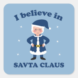 Pegatina Cuadrada Creo en Savta Claus - Cute Chanukah