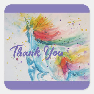 Pegatina Cuadrada Creo En Unicornios Arcoíris Gracias Niño