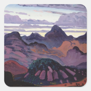 Pegatina Cuadrada Crepúsculo profundo, Pirineos, c.1912-13 (aceite e