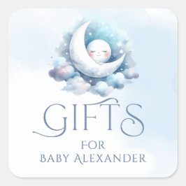 Pegatina Cuadrada Crescent Moon Baby Face Regalos Tipografía