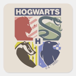 Pegatina Cuadrada Crestón estampado vintage de HOGWARTS™