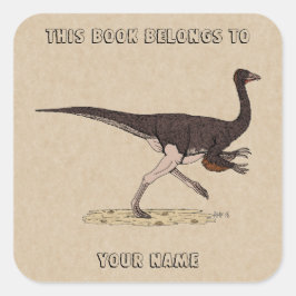 Pegatina Cuadrada Cretácico Dinosaurio Ornithomimus
