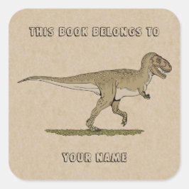 Pegatina Cuadrada Cretácico Dinosaurio Tyrannosaurus rex Bookplate