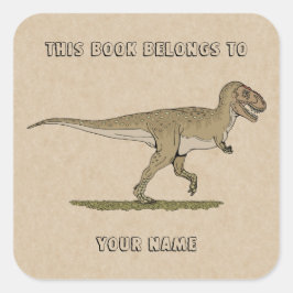 Pegatina Cuadrada Cretácico Dinosaurio Tyrannosaurus rex Bookplate
