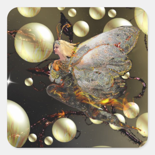 Pegatina Cuadrada ¡Cría de Fuego! (Anverso)