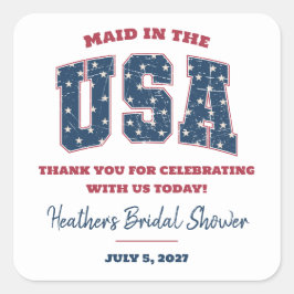 Pegatina Cuadrada Criada en EE. UU., Estrellas, Llamada de boda de r