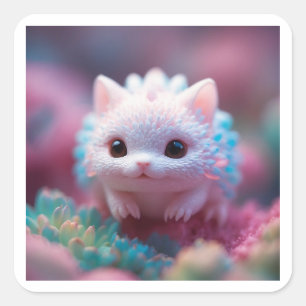 Pegatina Cuadrada Criatura de Fantasía Adorable Kawaii Mascota Mágic