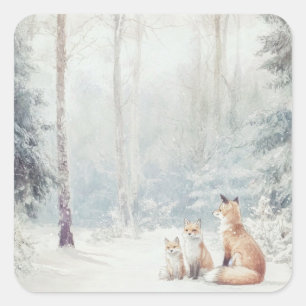 Pegatina Cuadrada Criaturas de Woodland