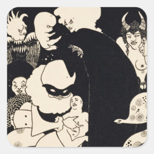 Pegatina Cuadrada Criaturas extrañas de Lucian, ilustracion de Luc