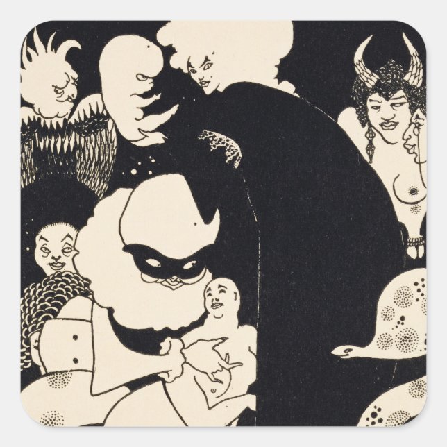 Pegatina Cuadrada Criaturas extrañas de Lucian, ilustracion de Luc (Anverso)