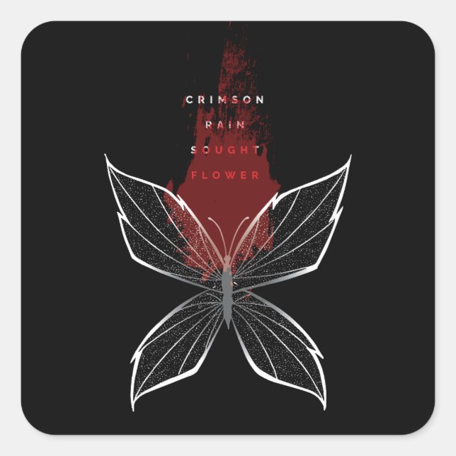 Pegatina Cuadrada Crimson Rain Sought Flower (eng) (Anverso)