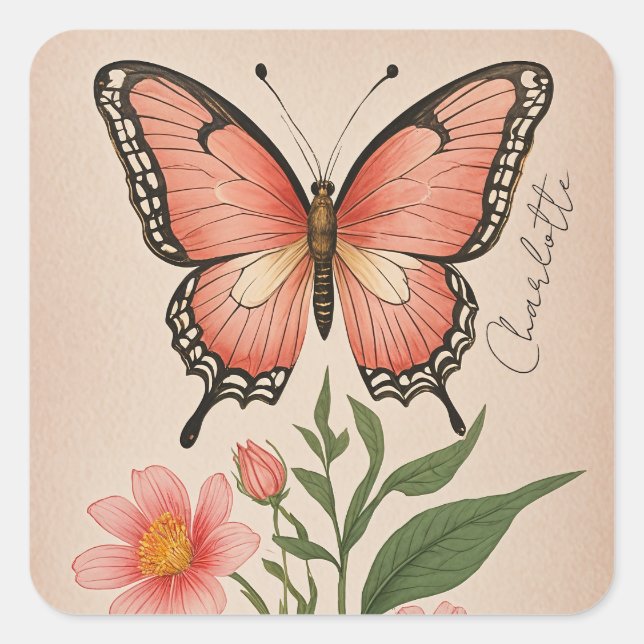 Pegatina Cuadrada Crimson Serenade Personalizada (Anverso)