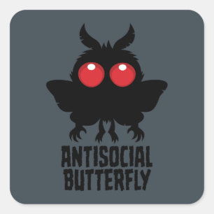 Pegatina Cuadrada Criptid del Mariposa Antisocial Mothman