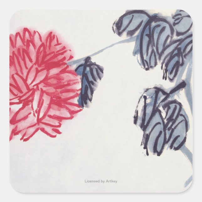 Pegatina Cuadrada Crisantemo (Anverso)