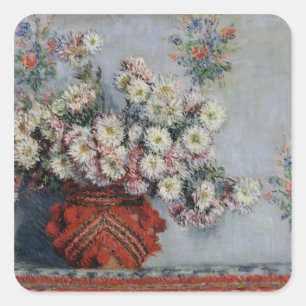 Pegatina Cuadrada Crisantemos de Claude Monet el , 1878