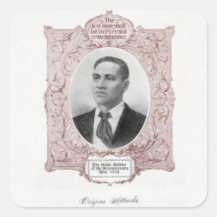 Pegatina Cuadrada Crispus Attucks: Mártir de la Revolución Americana