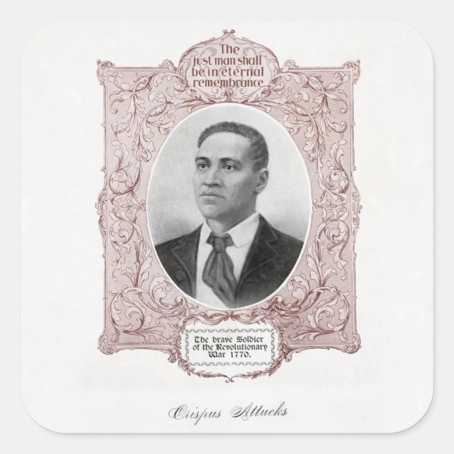 Pegatina Cuadrada Crispus Attucks: Mártir de la Revolución Americana (Anverso)