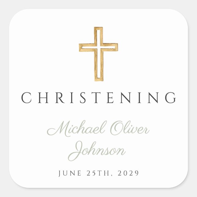 Pegatina Cuadrada Cristalización de la Cruz Verde de Madera Religios (Anverso)