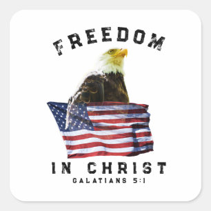 Pegatina Cuadrada Cristianismo Libertad Patriótica 