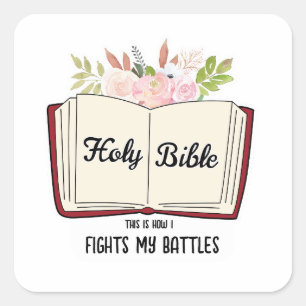 Pegatina Cuadrada Cristianismo Santa Biblia