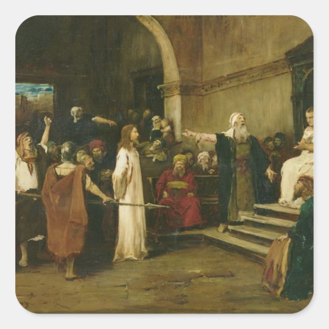 Pegatina Cuadrada Cristo antes del Pilato, 1880 (Anverso)