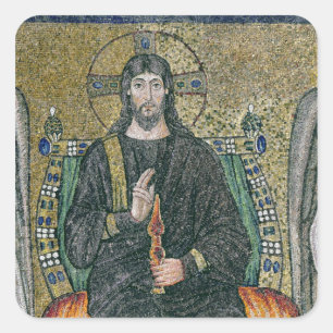 Pegatina Cuadrada Cristo atrapado con los ángeles