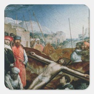 Pegatina Cuadrada Cristo aumentó en la cruz, 1496-1504