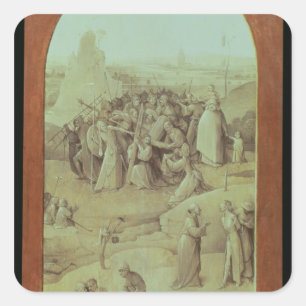 Pegatina Cuadrada Cristo en el camino al Calvary