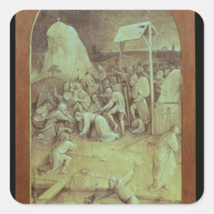 Pegatina Cuadrada Cristo en el camino al Calvary