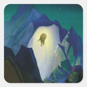 Pegatina Cuadrada “Cristo en el desierto” de Nicholas Roerich