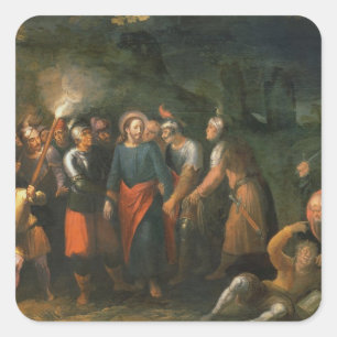 Pegatina Cuadrada Cristo en el jardín de Gethsemane