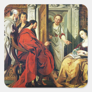 Pegatina Cuadrada Cristo en la Casa de Marta y María de Betania
