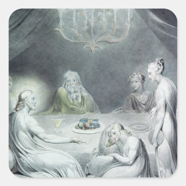 Pegatina Cuadrada Cristo en la Casa de Martha y María (Anverso)