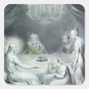 Pegatina Cuadrada Cristo en la Casa de Martha y María