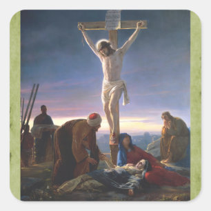 Pegatina Cuadrada Cristo en la cruz,