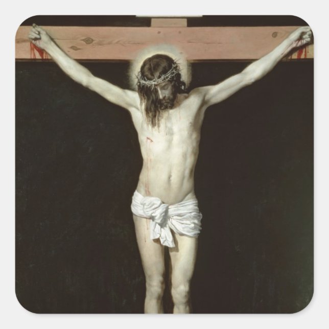 Pegatina Cuadrada Cristo en la cruz, c.1630 (Anverso)