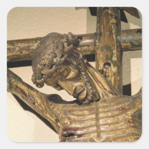 Pegatina Cuadrada Cristo en la cruz, llamado "Le Devot Christ"