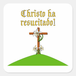 Pegatina Cuadrada Cristo está en ascenso