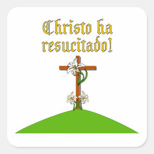 Pegatina Cuadrada Cristo está en ascenso
