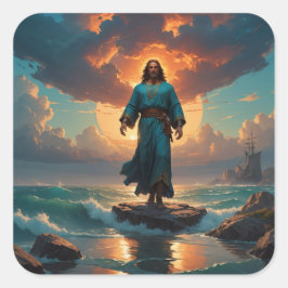 Pegatina Cuadrada Cristo está llegando