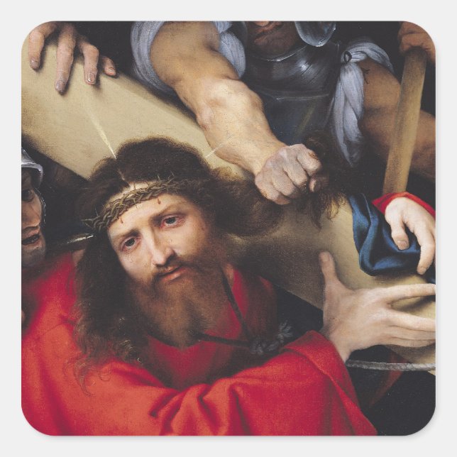 Pegatina Cuadrada Cristo llevando la cruz, 1526 (Anverso)