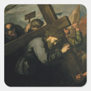 Pegatina Cuadrada Cristo llevando la cruz, 1635