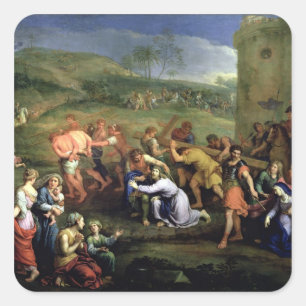 Pegatina Cuadrada Cristo llevando la cruz, 1684 (aceite sobre lienzo
