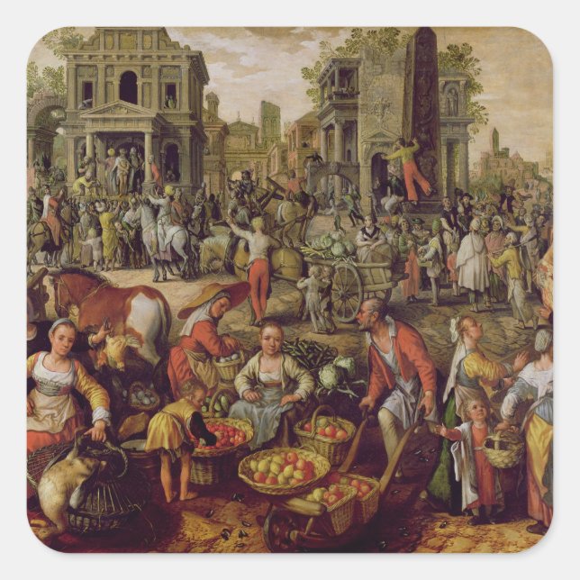 Pegatina Cuadrada Cristo mostrado al pueblo (Anverso)