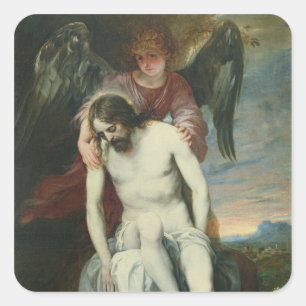 Pegatina Cuadrada Cristo muerto apoyado por un ángel, c.1646-52 (pet