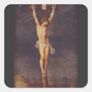 Pegatina Cuadrada Cristo muerto en la cruz por Peter Paul Rubens Art