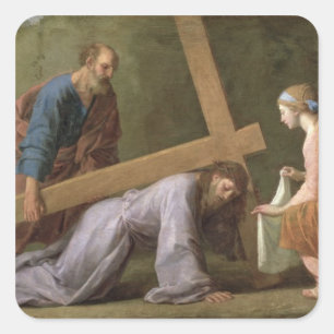 Pegatina Cuadrada Cristo portando la cruz, c.1651