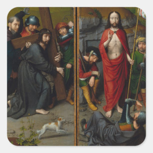 Pegatina Cuadrada Cristo que lleva la cruz