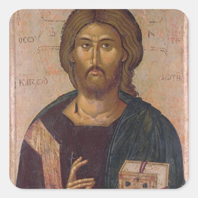 Pegatina Cuadrada Cristo Redentor, fuente de vida, c.1393-94 (Anverso)