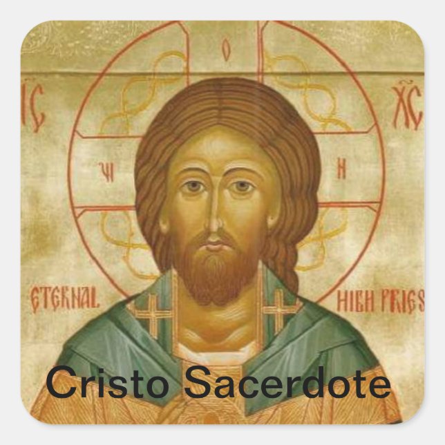 Pegatina Cuadrada Cristo sacerdote (Anverso)